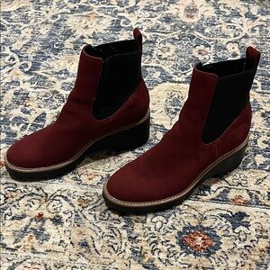 Dolce Vita Red and Black Ankle Booties with Suede Finish